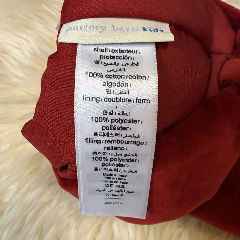 Pottery Barn Kids Red Velvet Christmas Stocking White Embroidered “Ruthie”